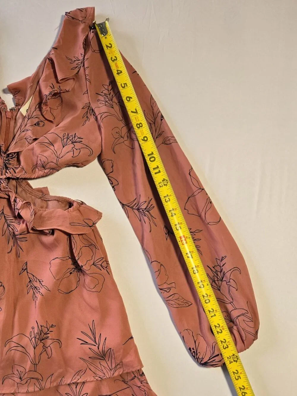 Open Edit Nordstrom Mini Dress Size S Pink Floral Cutout Long Sleeve Ruffle